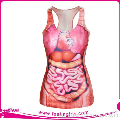 High quality visceral printed sexy girls sleeveless top